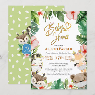 Boy Safari Animals Jungle Greenery Baby Boy Shower Einladung