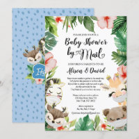 Boy Safari Animals Jungle Greenery Shower by Mail