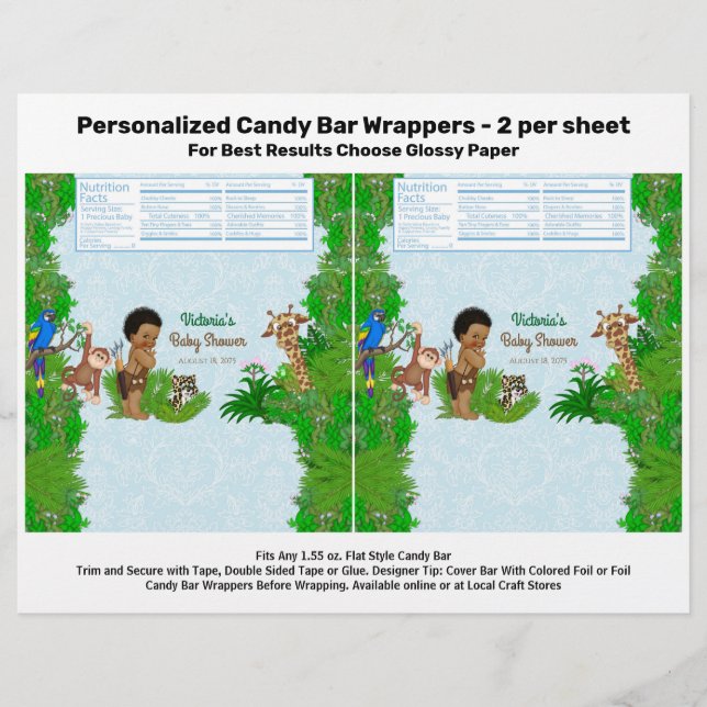 Boy Safari Baby Shower Candy Bar Wrapper Flyer (Vorne)