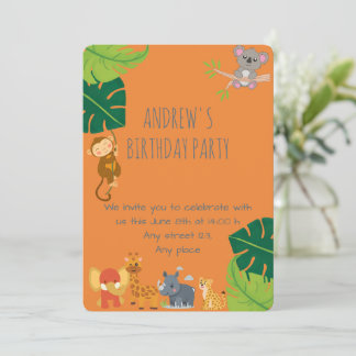 Boy Safari Birthday Invitation Einladung