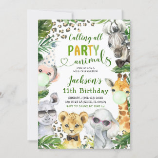 Boy Safari Party Tiere Geburtstag Einladung