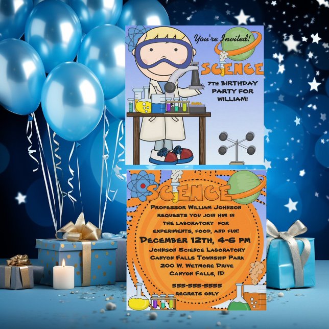 Boy Science Anniversaire Fête Invitation (Créateur téléchargé)
