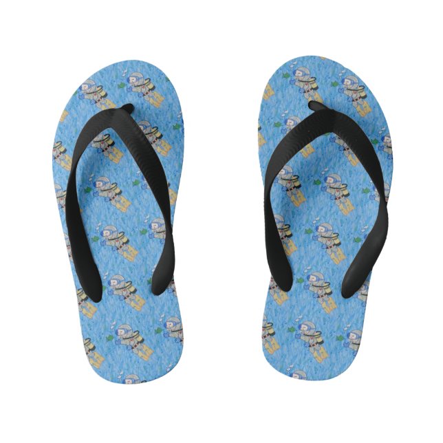 Boy Scuba Diver Unterwasser Fisch Ocean Beach Kind Kinderbadesandalen (Fußbett)