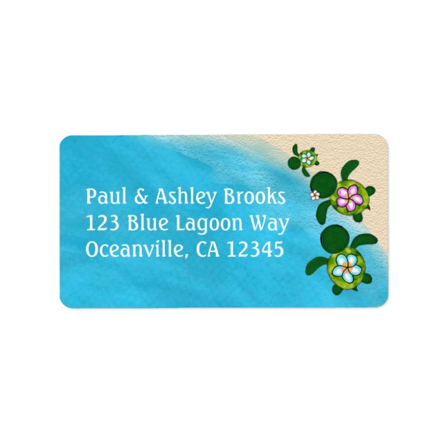 BOY Sea TURTLE Baby Shower Honu 02B Adressetikette Adressaufkleber (Vorne)