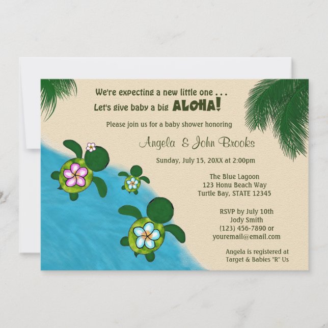BOY Sea TURTLE Baby Shower Invite BLUE (Honu) 281 Einladung (Vorderseite)