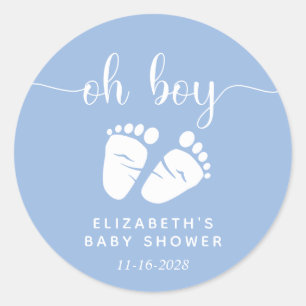 Boy Shower Baby Feet Blue Runder Aufkleber