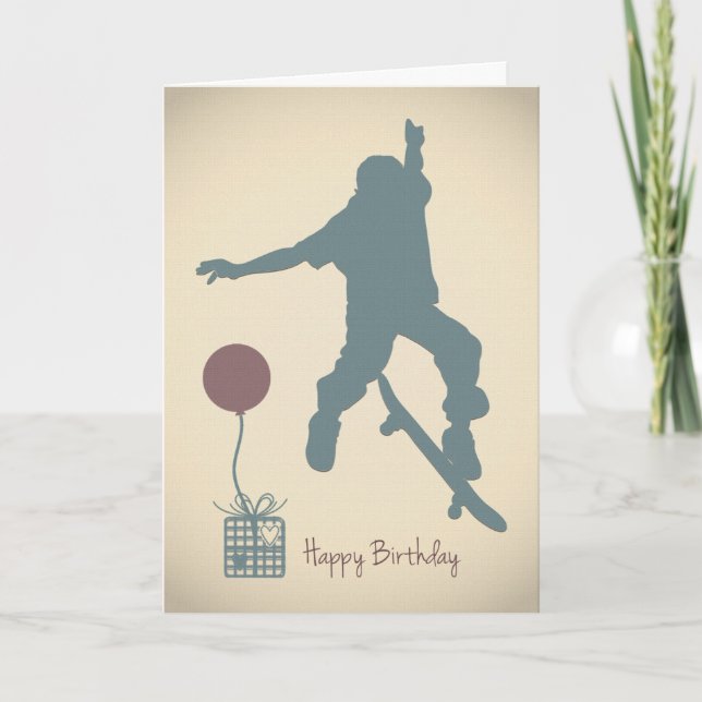 Boy Skateboarding Geburtstagskarte Karte (Vorderseite)