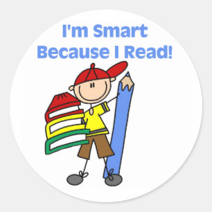 Boy Smart, weil ich lese Runder Aufkleber