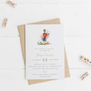 Boy Soccer Invitation de fête d'anniversaire - Aqu