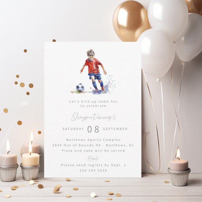 Boy Soccer Invitation de fête d'anniversaire - Aqu (Créateur téléchargé)