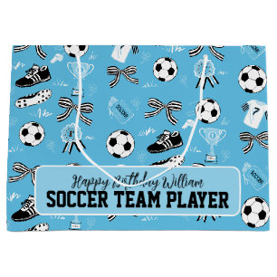 Boy Soccer Player Blue Gift Bag Große Geschenktüte