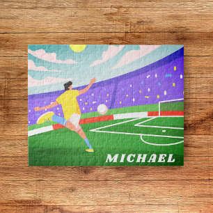 Boy Soccer Player Field Illustration & Kids Name