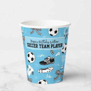 Boy Soccer Player Geburtstagsparty blau Pappbecher
