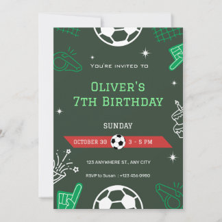 Boy Soccer Sports Birthday 7th Birthday Invitation Einladung