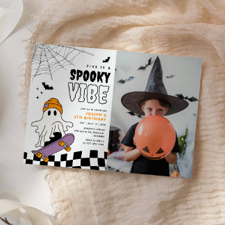 Boy Spooky Halloween Foto Einladung