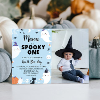 Boy Spooky One Ghost 1. Geburtstag Einladung