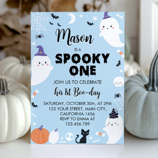 Boy Spooky One Ghost Erster Geburtstag Einladung