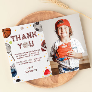 Boy Sports Geburtstags Foto Danke, Card Dankeskarte