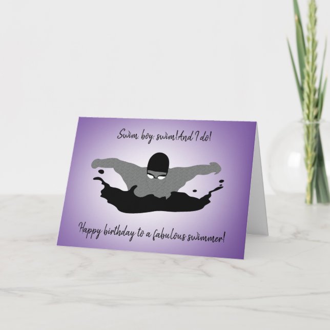 Boy Swimmer Geburtstagskarte Karte (Vorderseite)