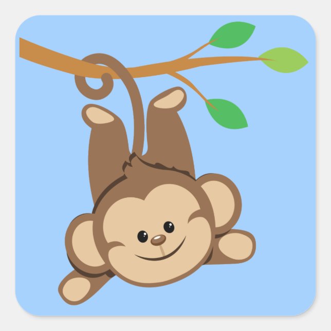Boy Swinging Monkey Quadratischer Aufkleber (Vorderseite)
