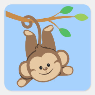Boy Swinging Monkey Quadratischer Aufkleber