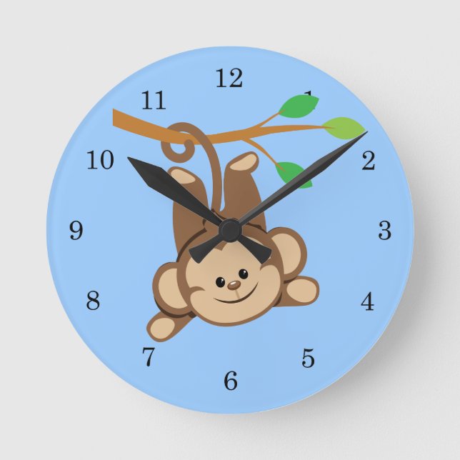 Boy Swinging Monkey Runde Wanduhr (Vorderseite)