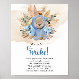 Boy Teddy Bär tropisches My Water Broke Spiel-Schi Poster
