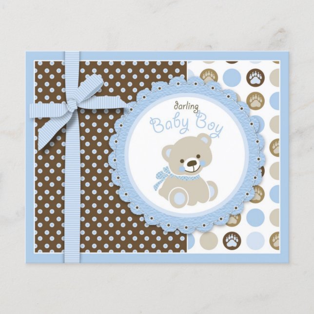 Boy Teddy Bear Advice Card (Vorderseite)