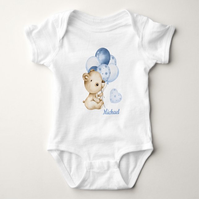 Boy Teddy Bear Baby Bear Baby Bodysuit Baby Strampler (Vorderseite)
