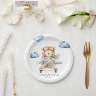 Boy Teddy Bear Baby Dusche Pappteller