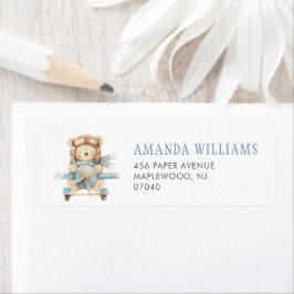 Boy Teddy Bear Baby Dusche Rücksendeadresse Etiket