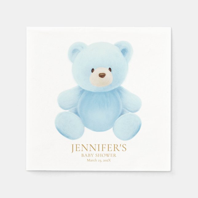 Boy Teddy Bear Baby Dusche Serviette (Vorderseite)