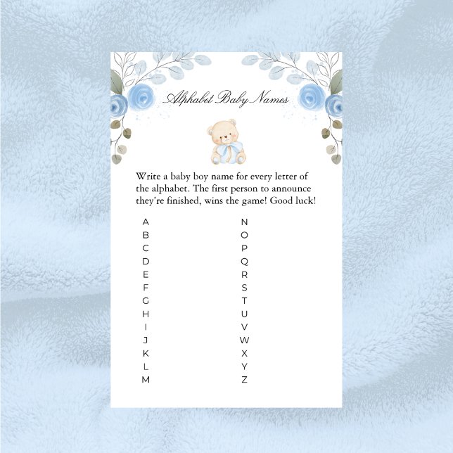 Boy Teddy Bear Baby Names Baby Shower Game (Von Creator hochgeladen)