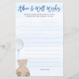Boy Teddy Bear Blue Balloon Baby Addon Card