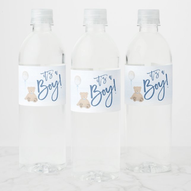 Boy Teddy Bear Blue Balloon Baby Dusche (Flaschen)