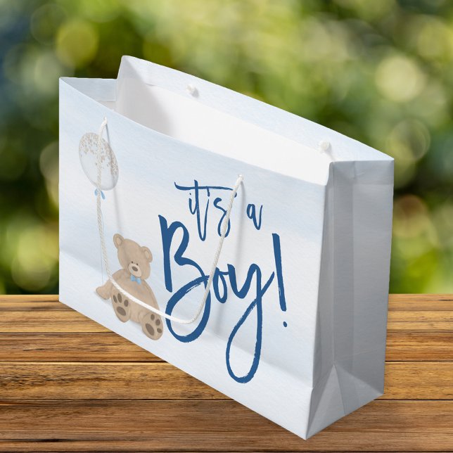 Boy Teddy Bear Blue Balloon Baby Dusche Große Geschenktüte (Von Creator hochgeladen)