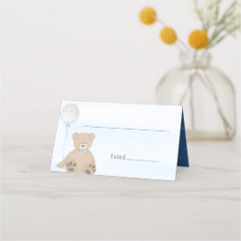 Boy Teddy Bear Blue Balloon Baby Dusche Platzkarte
