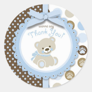 Boy Teddy Bear Danke, dass Sie einen Rundaufkleber Runder Aufkleber