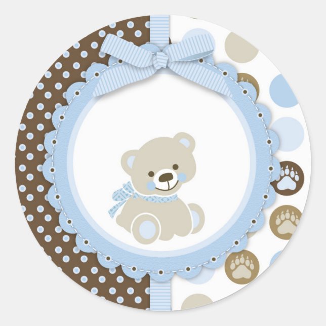 Boy Teddy Bear Danke, dass Sie einen Rundaufkleber Runder Aufkleber (Vorderseite)