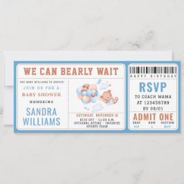 Boy Teddy Bear “We Can Bearly Wait” Baby Shower  Einladung