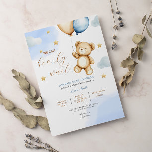 Boy Teddy Bear wir können frühes Abwarten Baby Dus Einladung