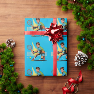 Boy Tennis Geburtstagsparty Geschenkpapier