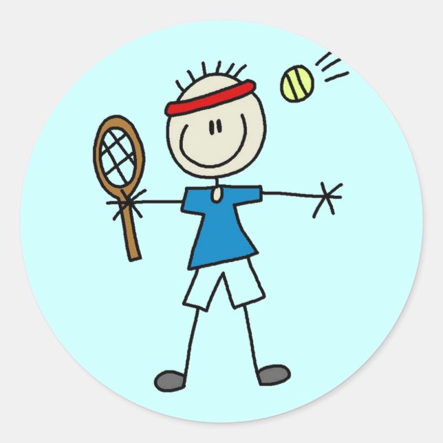 Boy Tennis Player Shirts und Geschenke Runder Aufkleber (Vorderseite)