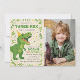 Boy Three-Rex Dinosaur Birthday Photo Einladung