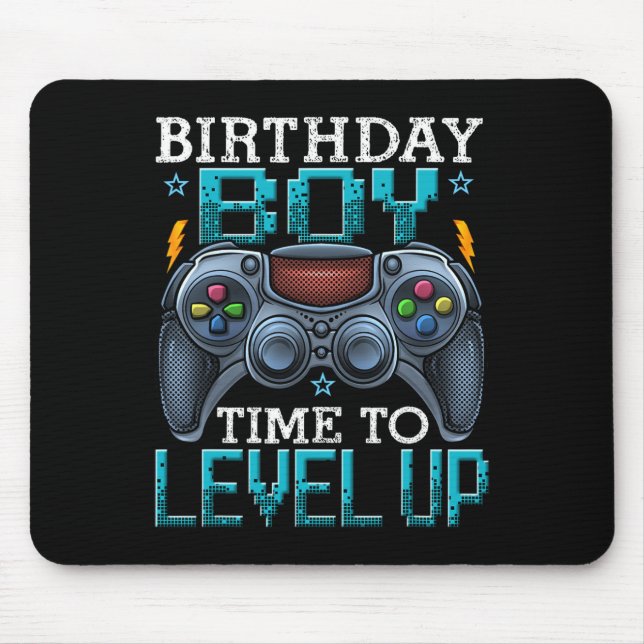 "Boy Time to Level Up Video Game Birthday Gamer 12 Mousepad (Vorne)