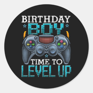 "Boy Time to Level Up Video Game Birthday Gamer 12 Runder Aufkleber