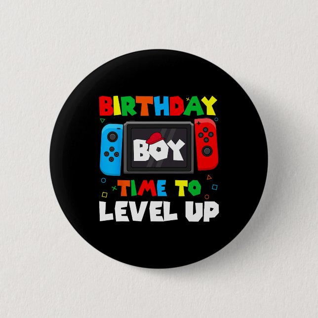 "Boy Time to Level Up Video Game Birthday Gamer 4 Button (Vorderseite)