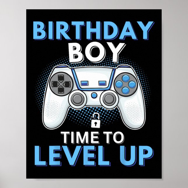 "Boy Time to Level Up Video Game Birthday Gamer 8 Poster (Vorne)
