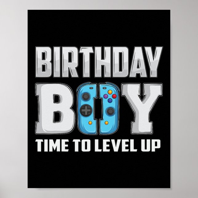 "Boy Time to Level Up Video Game Birthday Gamer" 9 Poster (Vorne)