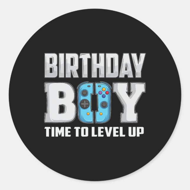 "Boy Time to Level Up Video Game Birthday Gamer" 9 Runder Aufkleber (Vorderseite)